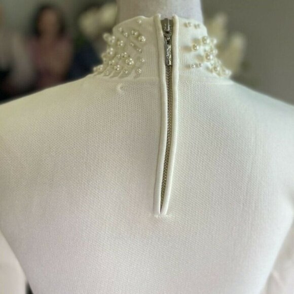 Eliza J Long Sleeve Pearl Fit & Flare Sweater Dress - Picture 4 of 8